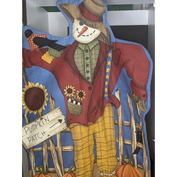 Autumn Scarecrow Wall Hanging Quilted Pumpkin Patch 41 x 27" - Picture 7 of 7